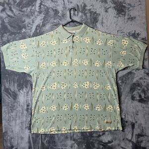 Tommy Bahama Polo Hawaiian All Over Print Short Sleeve Collard Shirt Size XXL